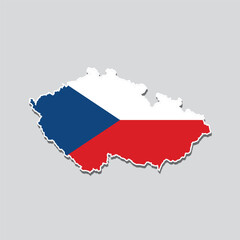 Illustration of the flag of Czech Republic on a Czech Republic map