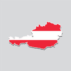 Map of Austria with its flag colors isolated on gray background
