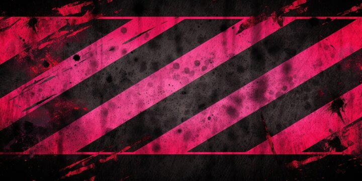 Magenta black grunge diagonal stripes industrial background warning frame, vector grunge texture warn caution, construction, safety background with copy space for photo or text design