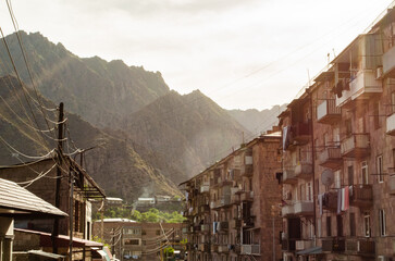 Iranian border town with mountains 