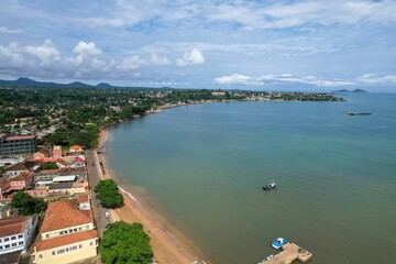 Aerial view from Sao Tome City and Baia Ana Chaves,Africa