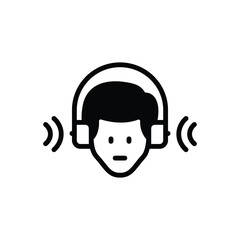 Black solid icon for listening