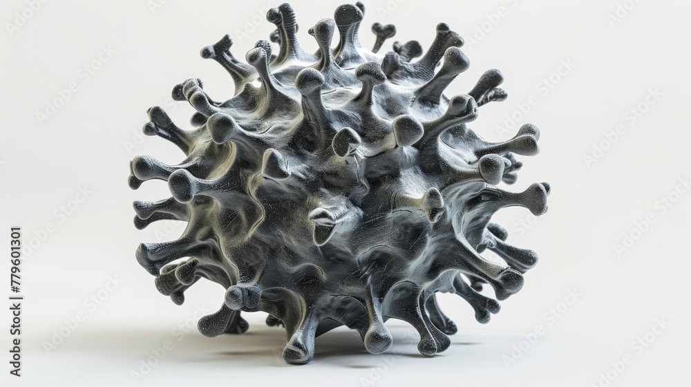 Poster microscope virus close up on white isolated background. china pathogen respiratory corona virus 2020