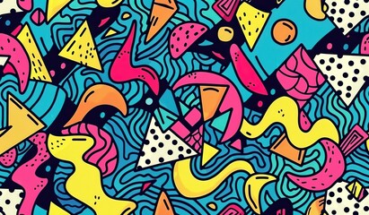 Colorful abstract geometric pattern with vibrant shapes and lines