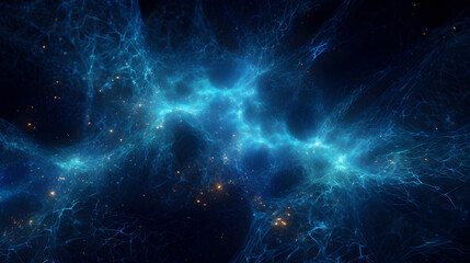 Digital nebula blue flash point line abstract poster web page PPT background - obrazy, fototapety, plakaty