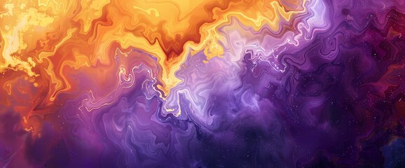 Fototapeta na wymiar Vivid marigold and cosmic purple mingle, painting an abstract dreamscape of otherworldly beauty.