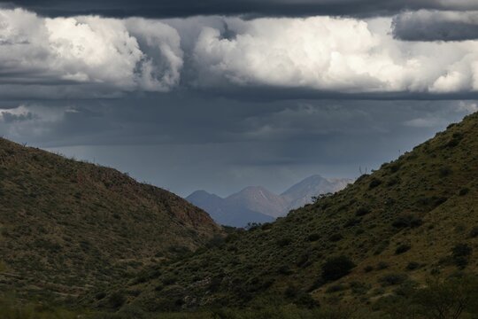 Stormy cloudy sky over the scenic Arizona desert