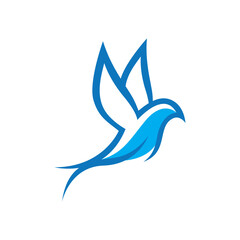 logo design of a flying dove flapping its wings