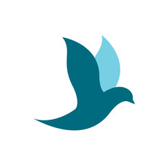 logo design of a flying dove flapping its wings