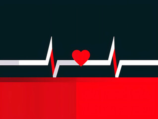 This illustration captures a heartbeat line with a heart, reflecting themes of life, vitality, and health against a deep red backdrop Incorporates essential elements of medicine