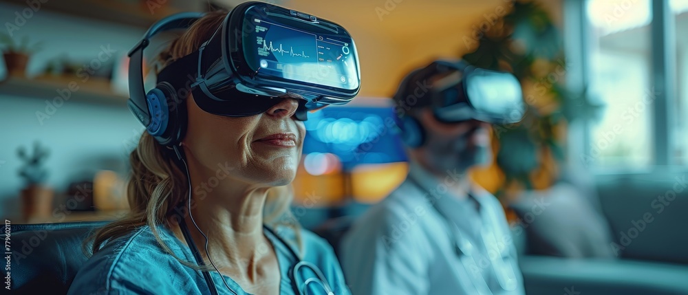 Aufkleber using vr medical interface technology and internet consultation, this concept combines telemedicine 