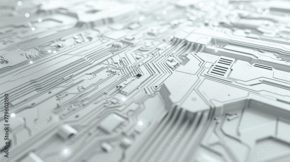 Aufkleber A futuristic abstract background with technology circuit board texture. A white tech background with a 3D effect.