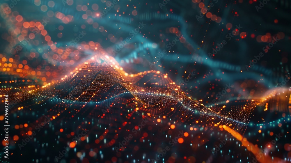 Aufkleber Background of abstract digital technology. Visualization of big data. Network structure with high bandwidth. 3D rendering.