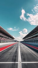 Empty race track with blue sky