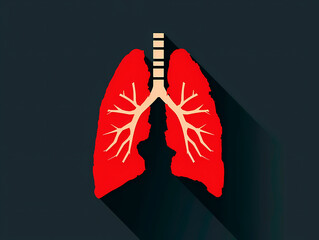 This modern graphic illustration of human lungs connects to the themes of respiration, health, medicine, and human anatomy in a clean and stylized manner