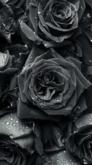 Fototapeta premium Monochrome roses with dew drops