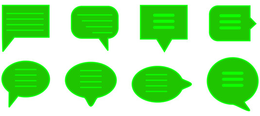 Green Chat bubble icons thin vector icon set. Communication icons. Talk bubble, dialog. Web icon set. Online communication. Conversation, Web chat sign