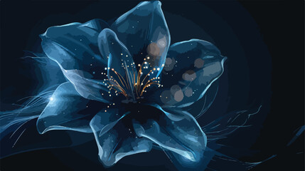Glow flower on the dark blue background Flat vector isolated
