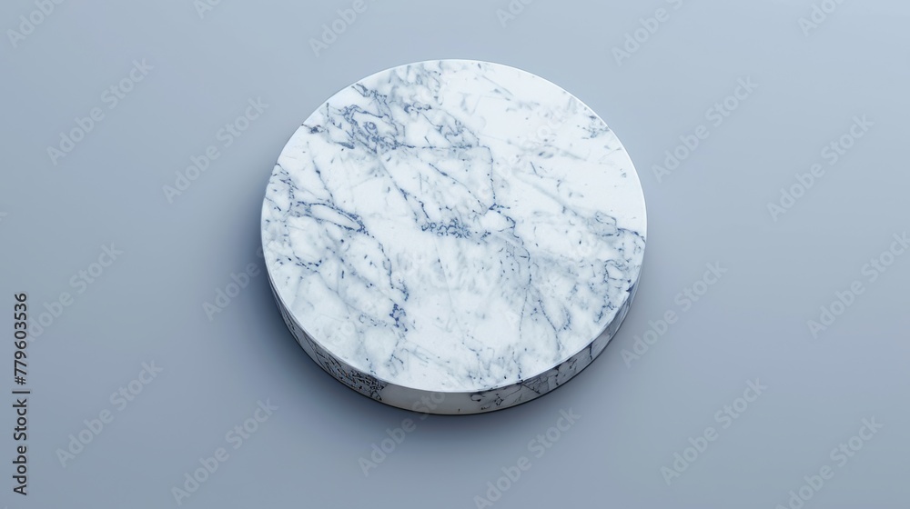 Aufkleber An empty round marble used for displaying products. Flat lay. Top view. 3D rendering.