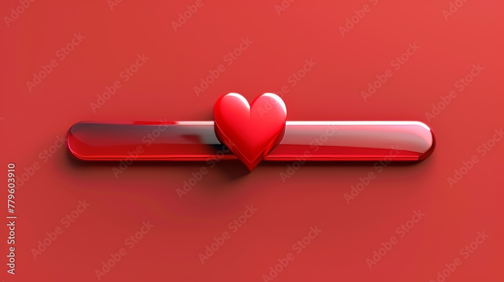 Poster The concept of a 3D blank search bar with a heart icon in honor of Valentine's Day.