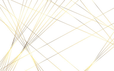 Chaotic abstract line background. Random geometric line seamless pattern. Golden outline monochrome texture. Vector illustration.