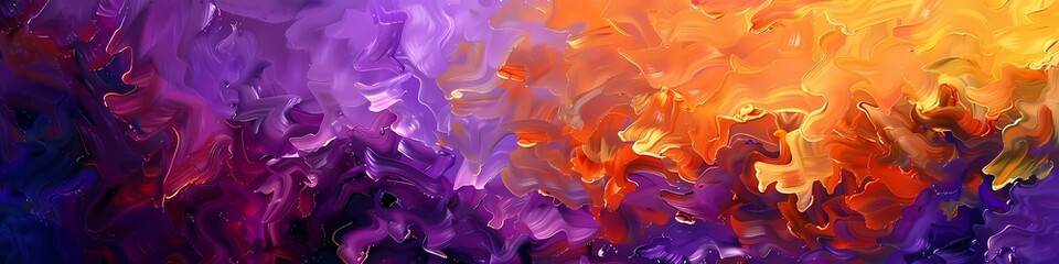 Vivid marigold and cosmic purple mingle, painting an abstract dreamscape of otherworldly beauty. - obrazy, fototapety, plakaty