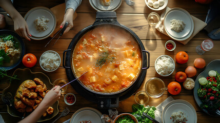 A Culinary Adventure: Hot Pot - A Journey of Shared Flavors & Fun - obrazy, fototapety, plakaty
