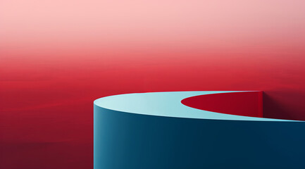 A lonely way of vibrant blue and red stripes, shade on surface represent a decision illustration...