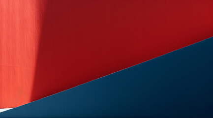 A lonely way of vibrant blue and red stripes, shade on surface represent a decision illustration concept. Generative AI.