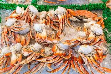 Cooked dungeness crabs in the fish market at the Wharf Washington D.C