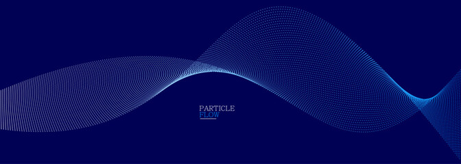 Dark blue airy particles flow vector design, abstract background with wave of flowing dots array, digital futuristic illustration, nano technology theme. - 779607159