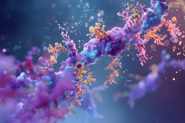 Naklejka na ściany i meble HbA1c's Aesthetic Beauty: A Vibrant 3D Journey into Its Biological Significance