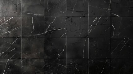 High-resolution image showcasing the intricate details of a polished black marble surface - obrazy, fototapety, plakaty