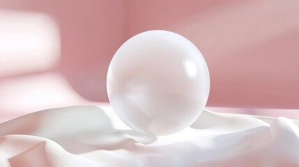 3D rendering of a beauty fashion background with floating white sphere.
