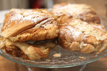 Almond croissant bread, delicious in the cafe