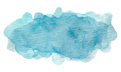 Watercolor blue cloud isolated on transparent background.Hand drawn blots