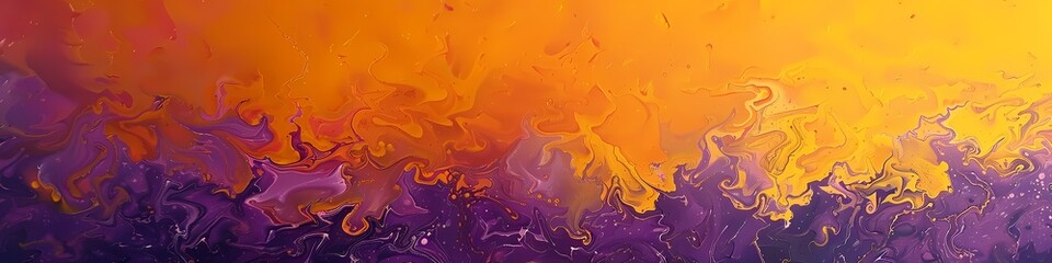 Vivid marigold and cosmic purple mingle, painting an abstract dreamscape of otherworldly beauty.