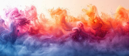 Vibrant magenta clouds fill the sky, resembling a painting in motion. The colorful smoke dances in the air, creating a unique watercolor landscape - obrazy, fototapety, plakaty