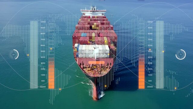 Port efficiency management telemetry display on Container Ship 