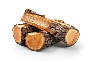 Firewood cut and isolated on white background