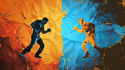 A versus VS screen background crafted in a torn paper style, adding a creative twist to the classic confrontation theme