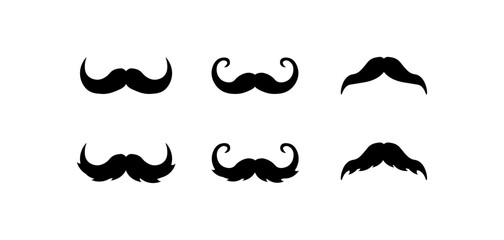 Mustache icons set. Silhouette, black, mustache icons. Vector icons