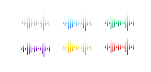 Voice wave icons set. Flat, color, voice waves collection for social media. Vector icons