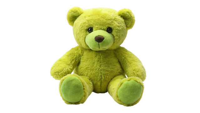 Green teddy bear isolated on transparent background