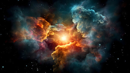 Fototapeta premium Digital planets nebula starry sky abstract graphic poster web page PPT background