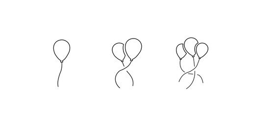 Balloons icons. Outline, set of balloons icons. Vector icons