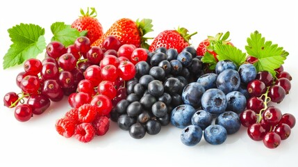 Fresh Berries Assortment on White Background