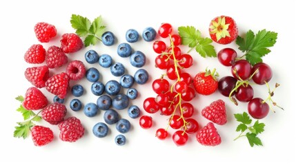 Fresh Berries Assortment on White Background