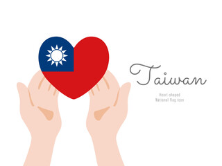 [台湾]手と国旗のアイコン ベクターイラスト