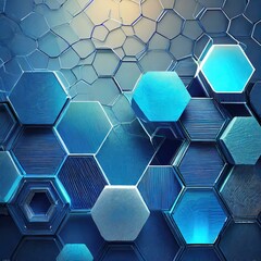 a visually striking abstract background featuring an array of  blue hexagons arranged in an organic and flowing pattern. Play with gradients and transparency to create a sense of movement and depth wi - obrazy, fototapety, plakaty